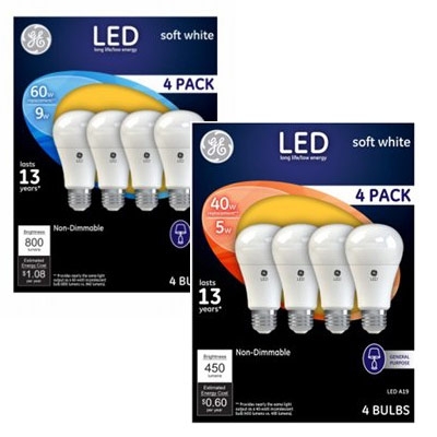 $8.99 for GE 4-Pack LED Light Bulbs